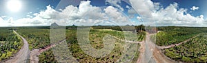 Panoramic aerial view of Glass House Mountains