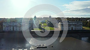 Panoramic aerial view of Greenwich Old Naval Academy