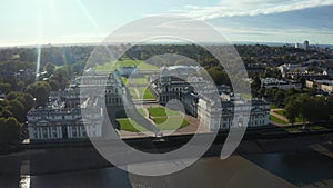 Panoramic aerial view of Greenwich Old Naval Academy