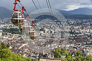 Panoramic aerial view of Grenoble city, France photo