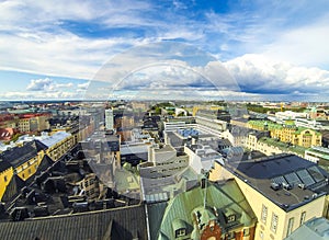 Panoramic aerial view of Helsinki city, capital of Finland