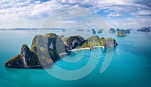 Panoramic aerial view of the impressive Hong island in Thailand