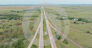 Panoramic aerial view Interstate 40 highway with Texas USA