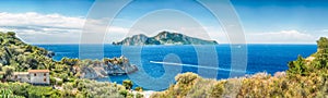 Panoramic aerial view with the Island of Capri, Italy