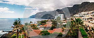 Panoramic aerial view of the Los Gigantes cliffs on Tenerife