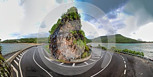 Panoramic aerial view of Maconde viewpoint in Mauritius