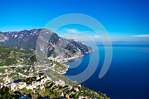 Panoramic aerial view of Maiori, the Amalfi Coast in Italy