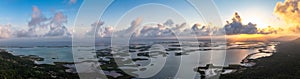 Panoramic aerial view of mangrove forests at sunset in Morrocoy National Park , Venezuela.