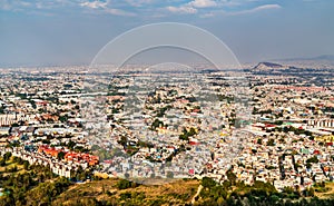 Panoramic aerial view of Mexico City from Cerro de la Estrella