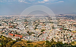 Panoramic aerial view of Mexico City from Cerro de la Estrella photo
