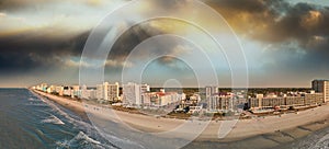 Panoramic aerial view of Myrtle Beach skylineon a sunny day from drone point of view, South Carolina