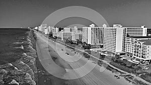 Panoramic aerial view of Myrtle Beach skylineon a sunny day from drone point of view, South Carolina