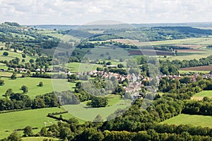 Panoramic aerial view near Vezelay Abbey in France