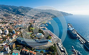 Panoramic aerial view over Funchal bay, Madeira Island, Portugal photo