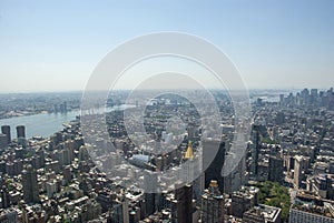 Panoramic aerial view over Manhattan, New York City