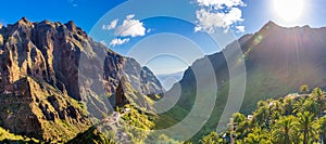 Panoramic aerial view over Masca village, Tenerife