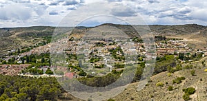 Panoramic aerial view of Pastrana, Guadalajara province Spain