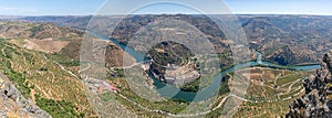 Panoramic aerial view on Penedo DurÃÂ£o viewpoint, typical landscape of the International Douro Park, dam on Douro river photo