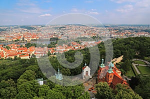 Panoramic aerial view of Prague, Czech Republic