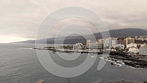 Panoramic aerial view of Puerto de la Cruz with Martianez Lake, Tenerife