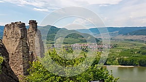 Panoramic aerial view of remote village of Arndorf in Krems an der Donau, Lower Austria, Europe. photo