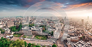 Panoramic aerial view of the Royal Palace Brussels, Belgium