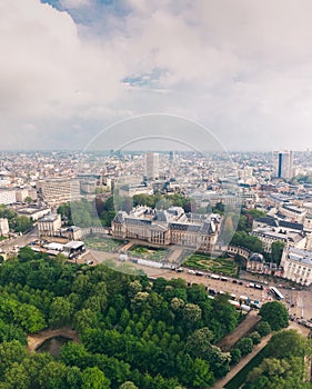 Panoramic aerial view of the Royal Palace Brussels, Belgium