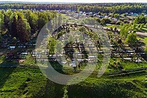 Panoramic aerial view of the rural cemetery