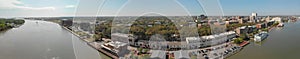 Panoramic aerial view of Savannah skyline on a beautiful day, Ge