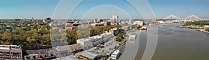 Panoramic aerial view of Savannah skyline on a beautiful day, Ge