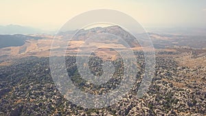 Panoramic aerial view of The Sierra del Torcal `El Torcal` montain Antequera