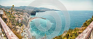 Panoramic aerial view of Sorrento, Italy, during summertime