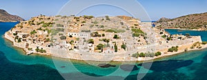 Panoramic aerial view of Spinalonga island on Crete, Greece