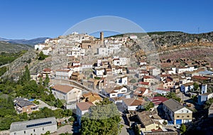 Panoramic aerial view of Tierga, the Celtiberian Tertakom, is a Spanish municipality in the province of Zaragoza located in the photo