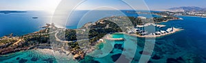 Panoramic aerial view to the Lemos area at Vouliagmenis district, south Athens, Greece