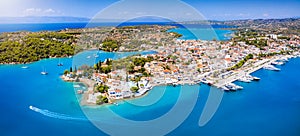 Panoramic, aerial view to the port and city of Porto Cheli, Greece