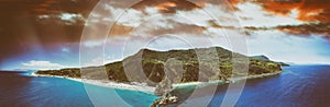 Panoramic aerial view of Tonnara Beach in Calabria with Scoglio