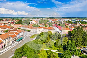 Panoramic aerial view of the town of Koprivnica in Podravina region in Croatia