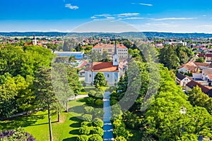 Panoramic aerial view of the town of Koprivnica in Podravina region in Croatia