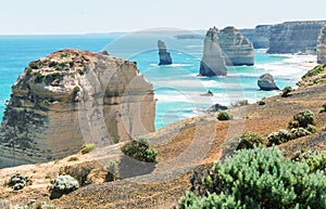 Panoramic aerial view of Twelve Apostles in Port Campbell, Australia