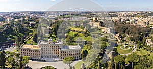Panoramic aerial view of Vatican Gardens and Governor\'s Palace, Vatican City, Rome, Italy