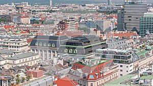 Panoramic aerial view of Vienna, austria, from south tower of st. stephen's cathedral timelapse