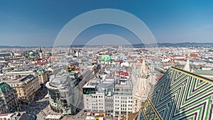 Panoramic aerial view of Vienna, austria, from south tower of st. stephen's cathedral timelapse photo