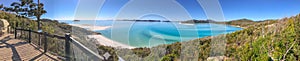 Panoramic aerial view of Whitehaven Beach from Hill Inlet, Queen