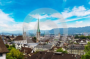 Panoramic aerial view of Zurich