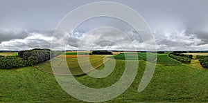 Panoramic Air picture  forest landscape fields Farmer life