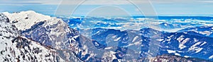 Panoramic Alpine scenery with Attersee, Alberfeldkogel mount, Salzkammergut, Austria