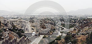 Panoramic of Ana Sagar lake in Ajmer, Rajasthan, India.