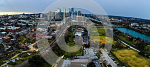 Panoramic Austin Texas Skyline View urban Industrial Grave Yard