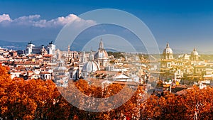 Panoramic autumn view over the historic center of Rome, Italy fr